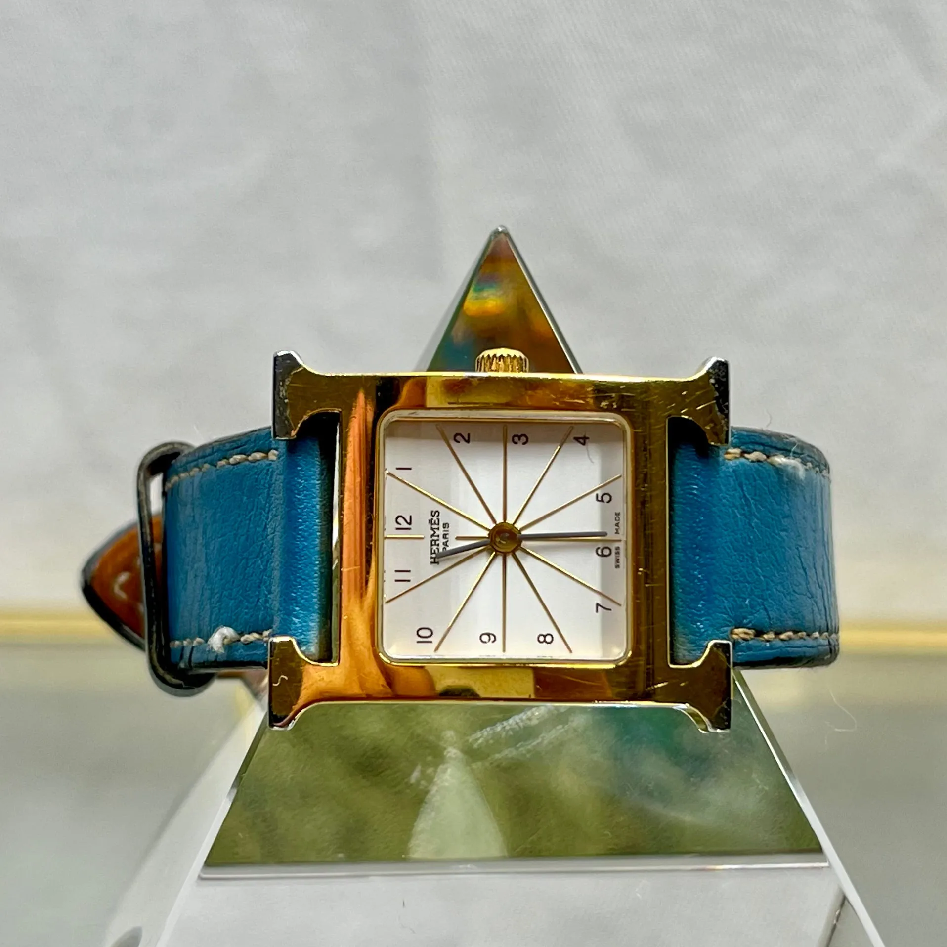 HERMES HH1.201  Blue Gold Plated H Quartz Ladies Watch