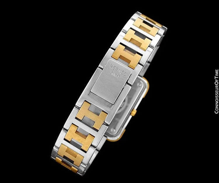 Hermes Mens Midsize Unisex Croisière (Cruise) Watch with Bracelet - 18K Gold Plated & Stainless Steel