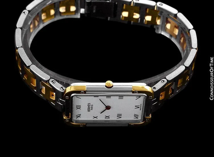 Hermes Mens Midsize Unisex Croisière (Cruise) Watch with Bracelet - 18K Gold Plated & Stainless Steel