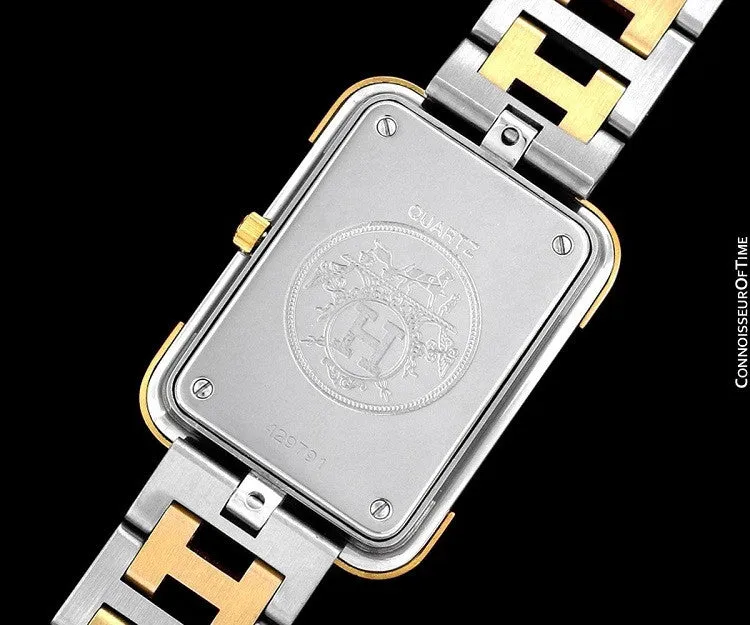Hermes Mens Midsize Unisex Croisière (Cruise) Watch with Bracelet - 18K Gold Plated & Stainless Steel