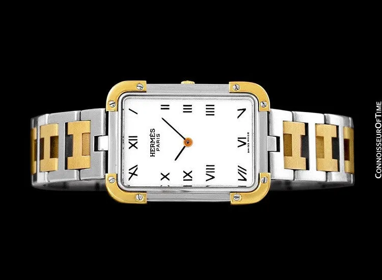 Hermes Mens Midsize Unisex Croisière (Cruise) Watch with Bracelet - 18K Gold Plated & Stainless Steel
