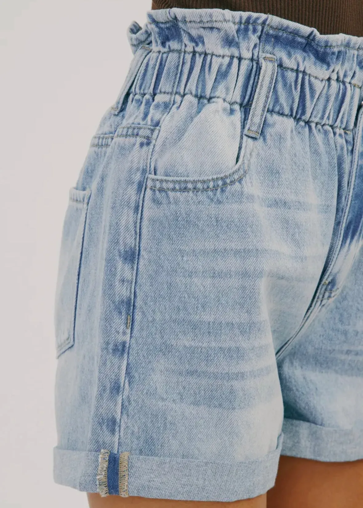 High Rise Paper Bag Shorts by Kan Can