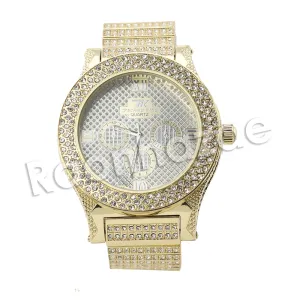 HIP HOP RAONHAZAE 2CHAINZ LUXURY GOLD FINISHED LAB DIAMOND WATCH