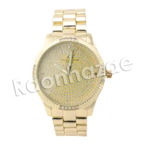 HIP HOP RAONHAZAE JEEZY LUXURY GOLD FINISHED LAB DIAMOND WATCH