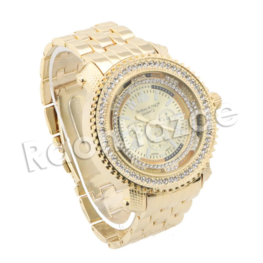 HIP HOP RAONHAZAE MIGOS LUXURY GOLD FINISHED LAB DIAMOND WATCH