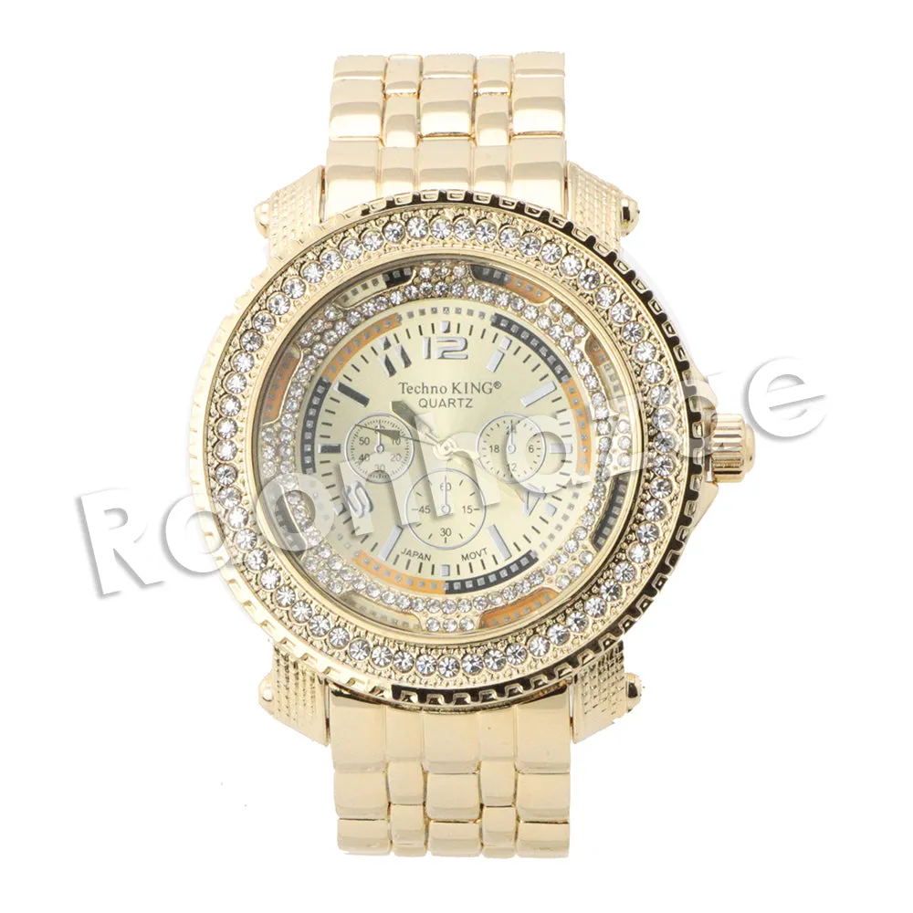 HIP HOP RAONHAZAE MIGOS LUXURY GOLD FINISHED LAB DIAMOND WATCH