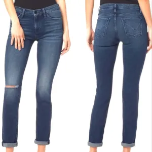 Hudson Jeans Mid Rise Skinny Jeans in Distressed Blue Size 29