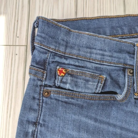 Hudson Jeans Mid Rise Skinny Jeans in Distressed Blue Size 29