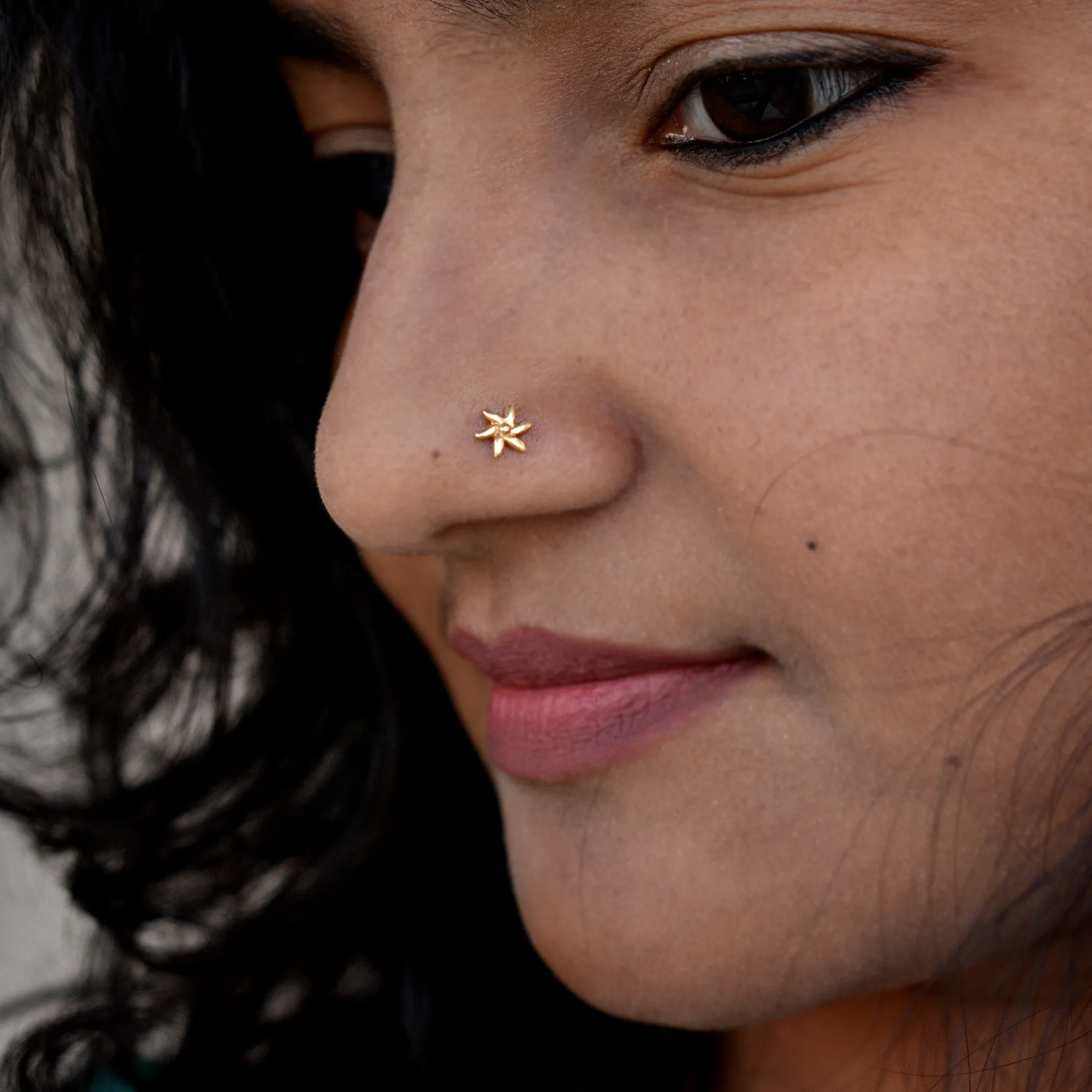 Indian Jasmine Gold Floral Stud