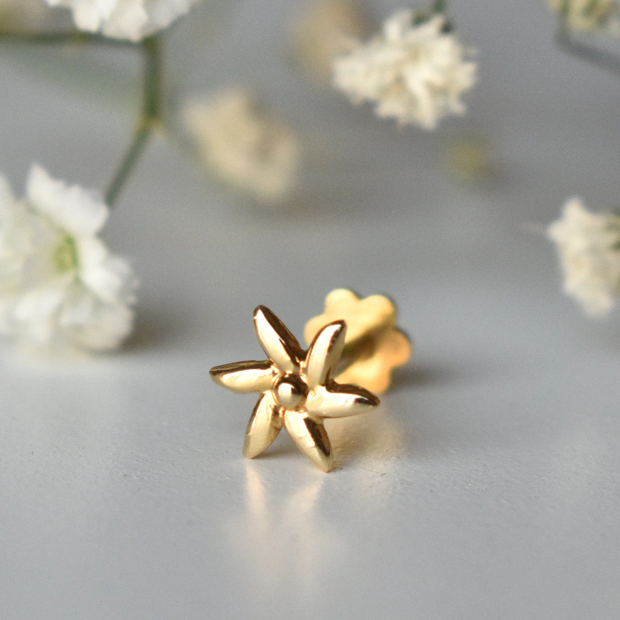 Indian Jasmine Gold Floral Stud