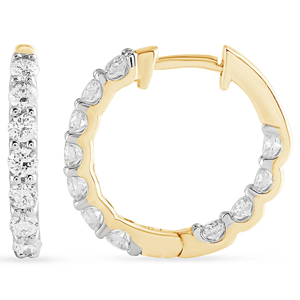 Inside Out Hoop Earrings with 1.00ct of Laboratory Grown Diamonds in 9ct Yellow Gold