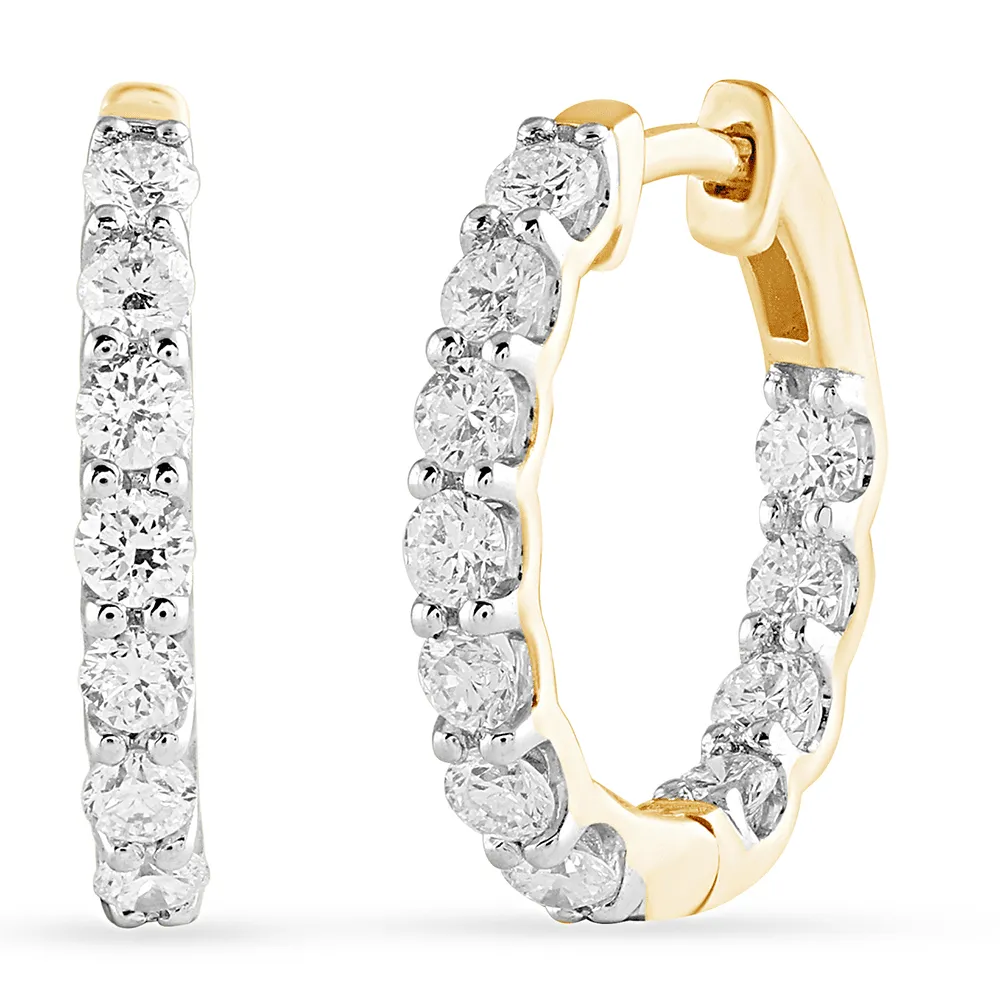 Inside Out Hoop Earrings with 1.00ct of Laboratory Grown Diamonds in 9ct Yellow Gold