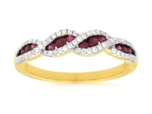 Intertwined Round Ruby and Diamond Ring
