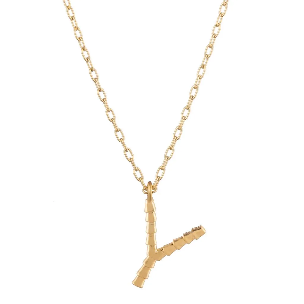 Isiro Gold Vertebrae Letter Charm Necklace