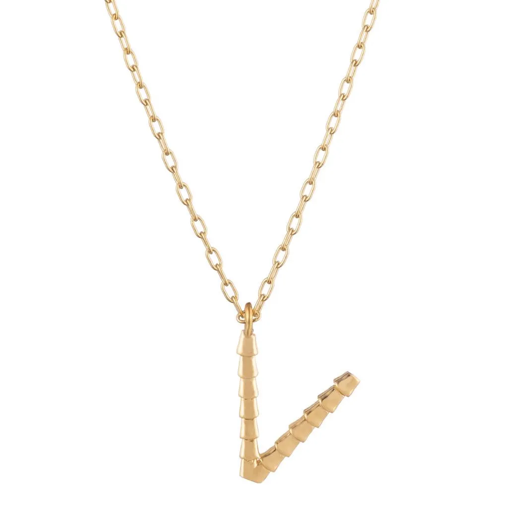 Isiro Gold Vertebrae Letter Charm Necklace