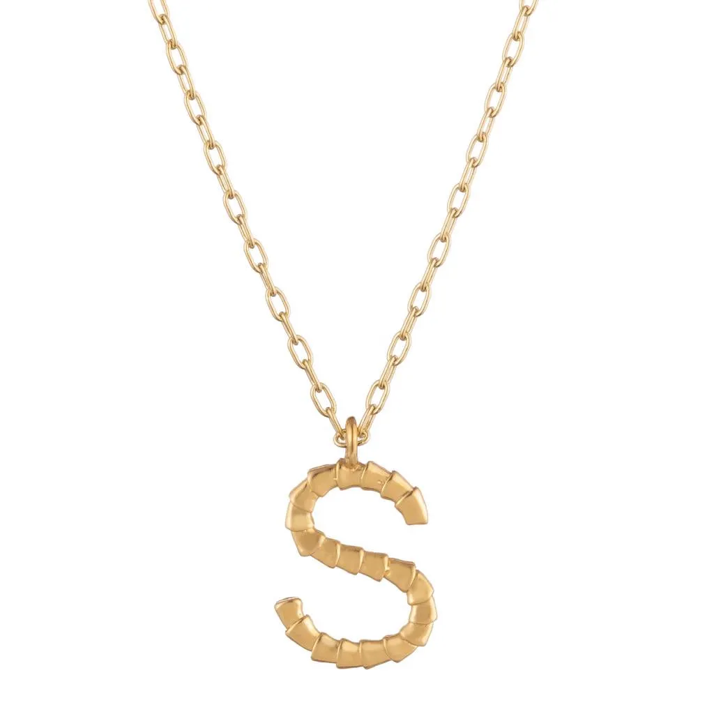 Isiro Gold Vertebrae Letter Charm Necklace