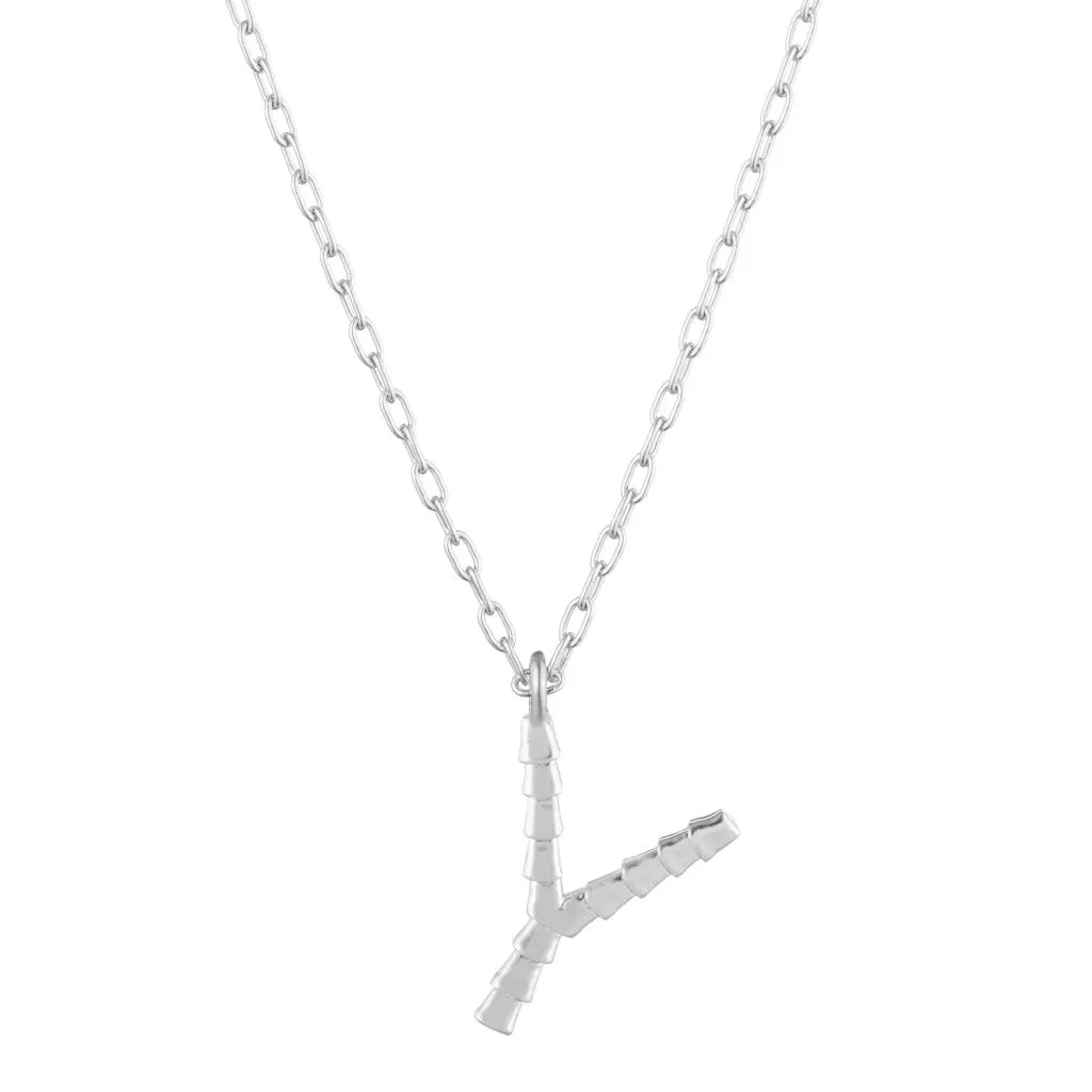 Isiro Sterling Silver Vertebrae Letter Charm Necklace