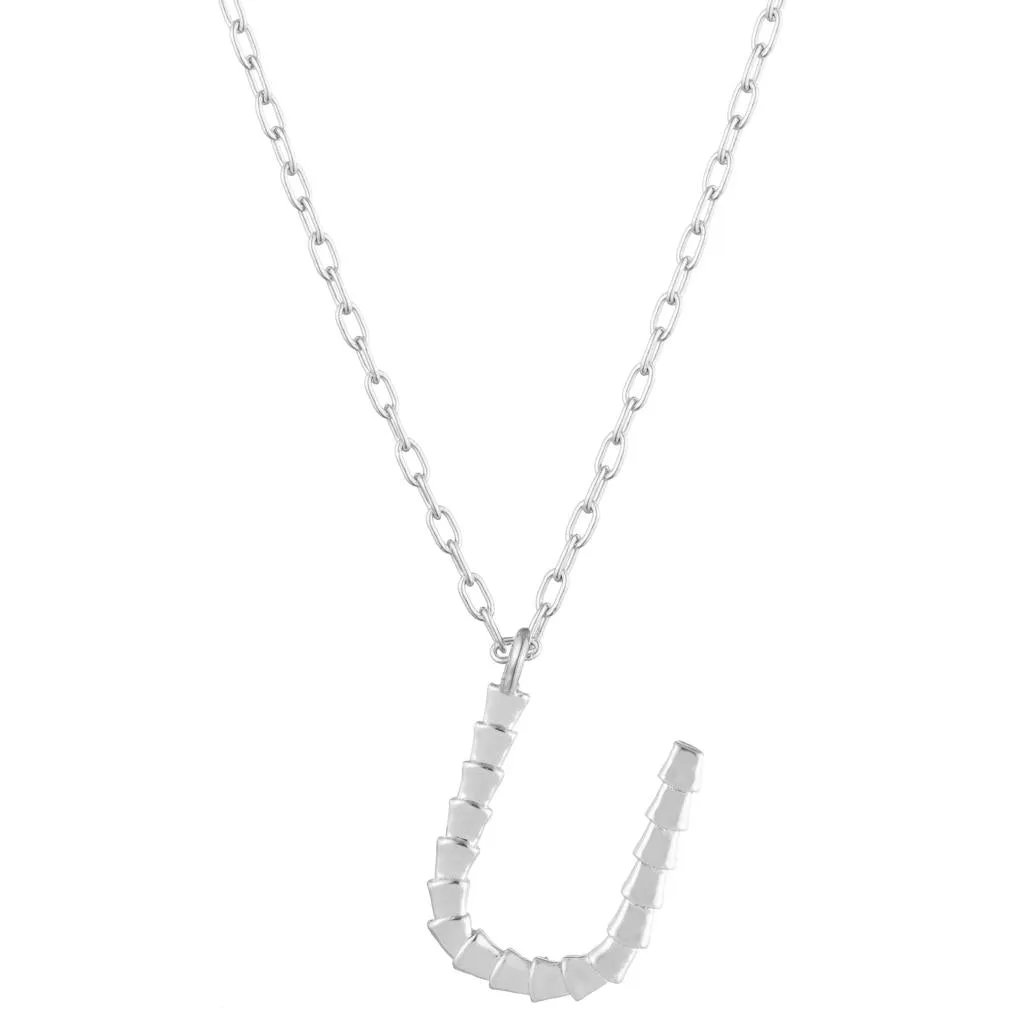 Isiro Sterling Silver Vertebrae Letter Charm Necklace