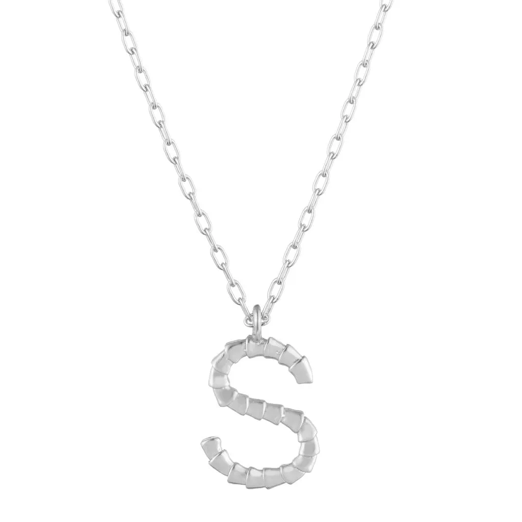 Isiro Sterling Silver Vertebrae Letter Charm Necklace