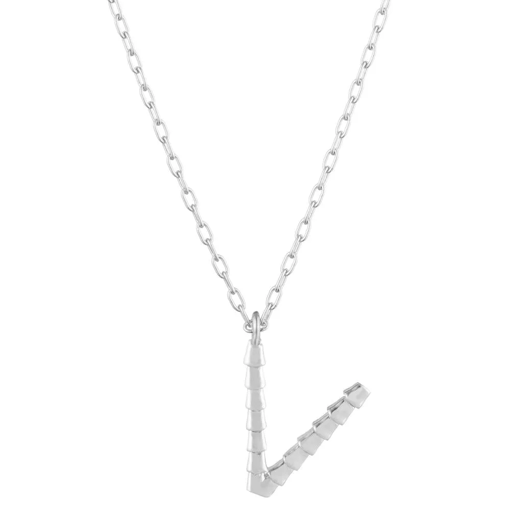 Isiro Sterling Silver Vertebrae Letter Charm Necklace