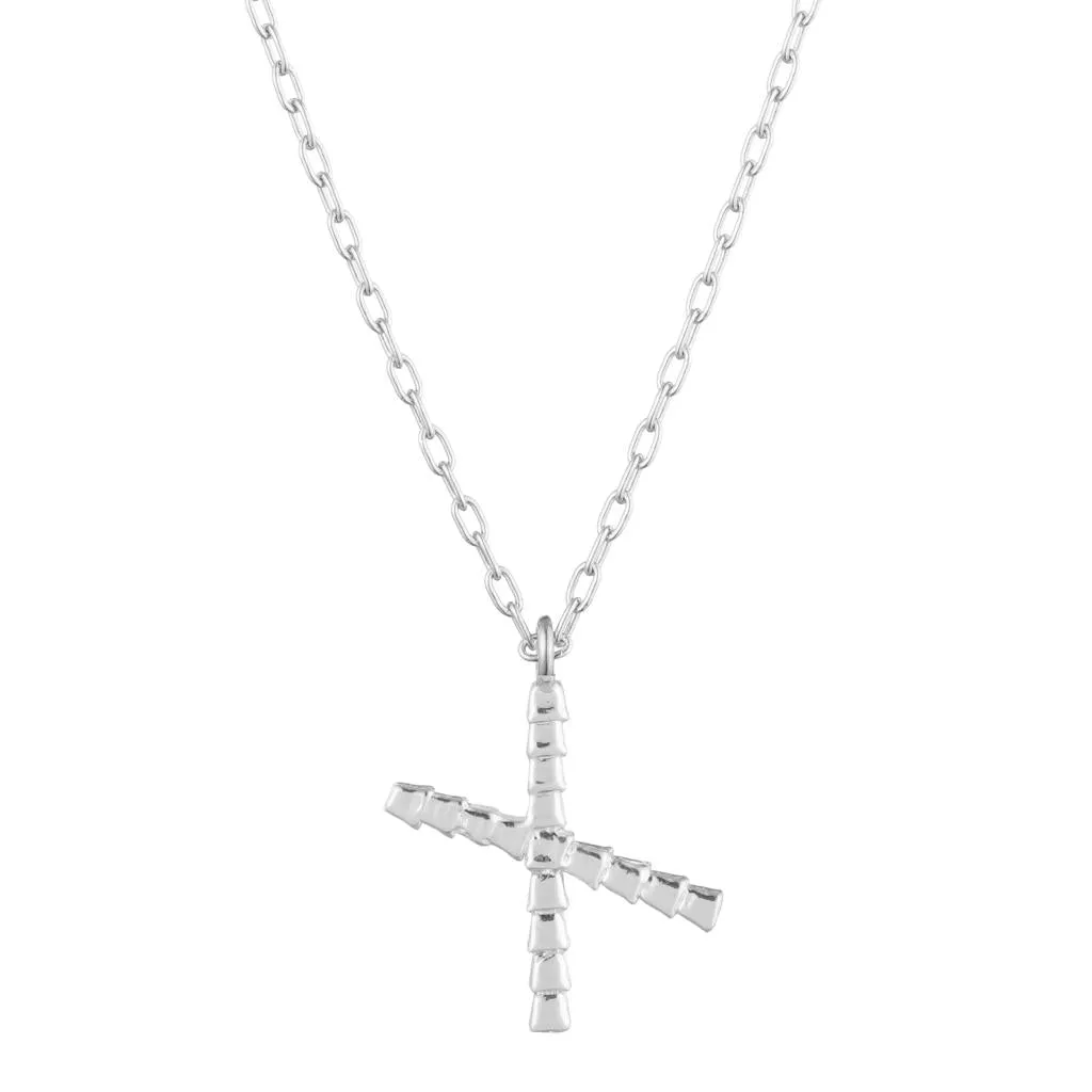 Isiro Sterling Silver Vertebrae Letter Charm Necklace