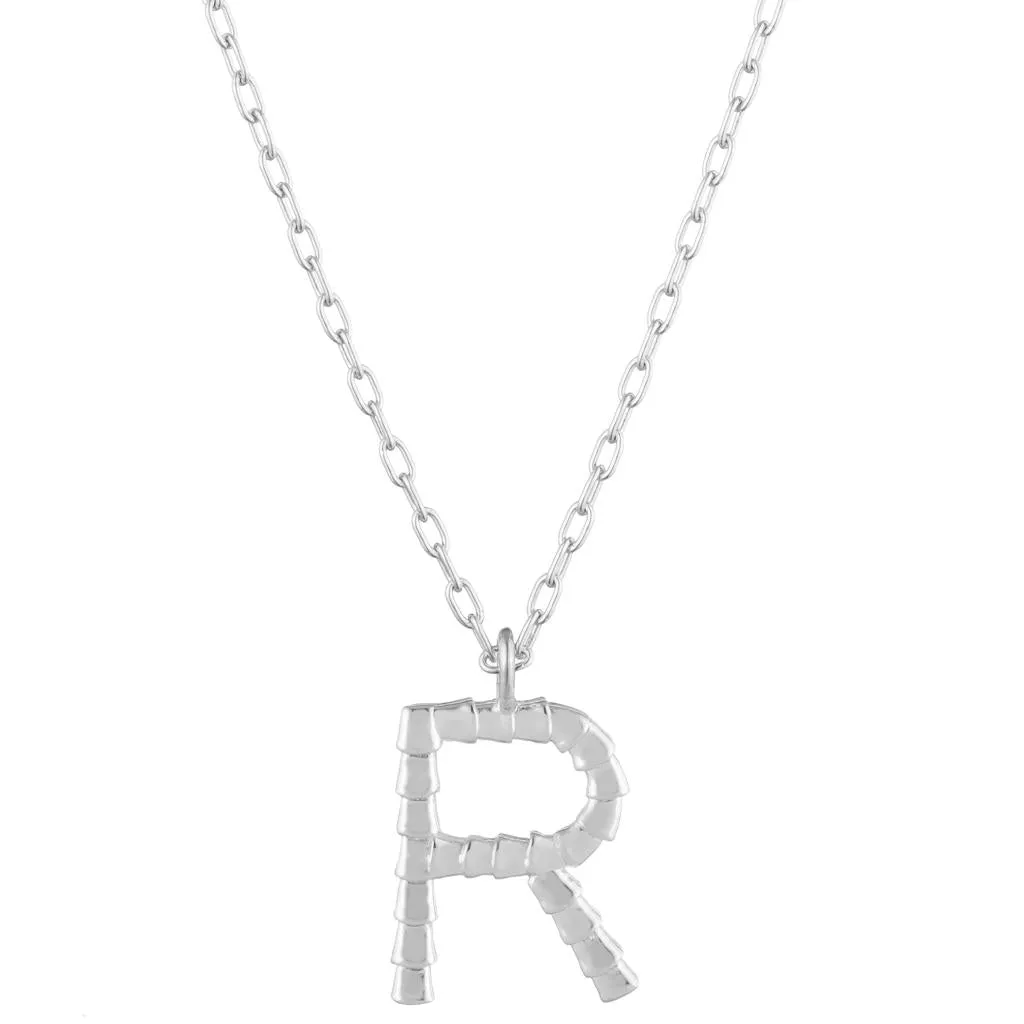 Isiro Sterling Silver Vertebrae Letter Charm Necklace