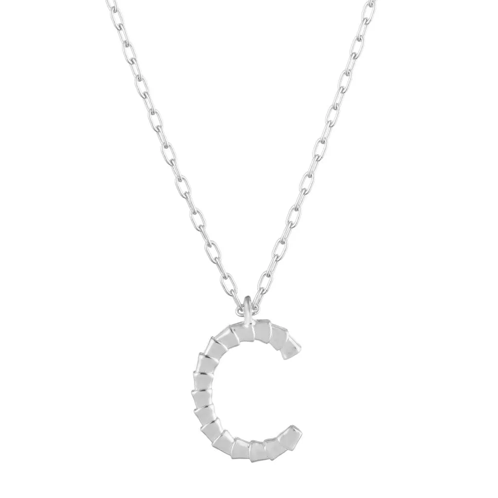 Isiro Sterling Silver Vertebrae Letter Charm Necklace