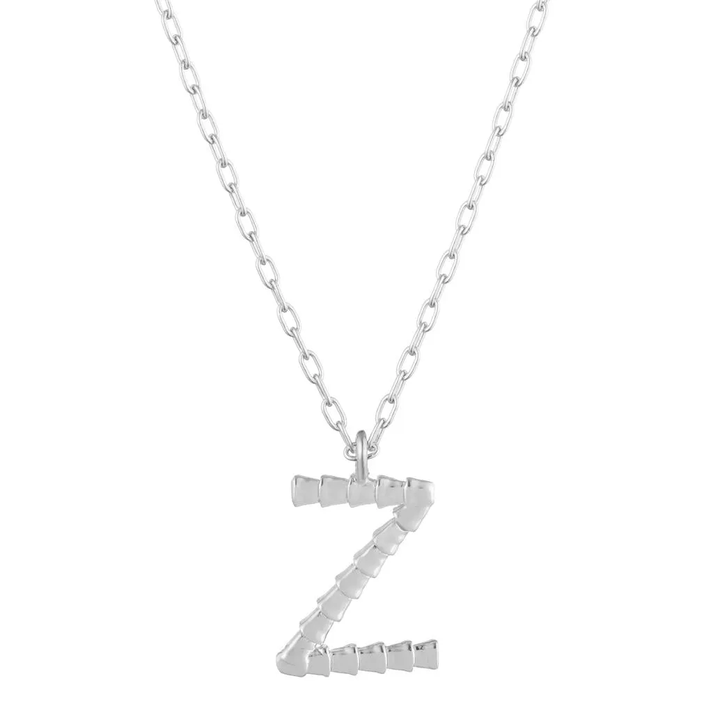 Isiro Sterling Silver Vertebrae Letter Charm Necklace