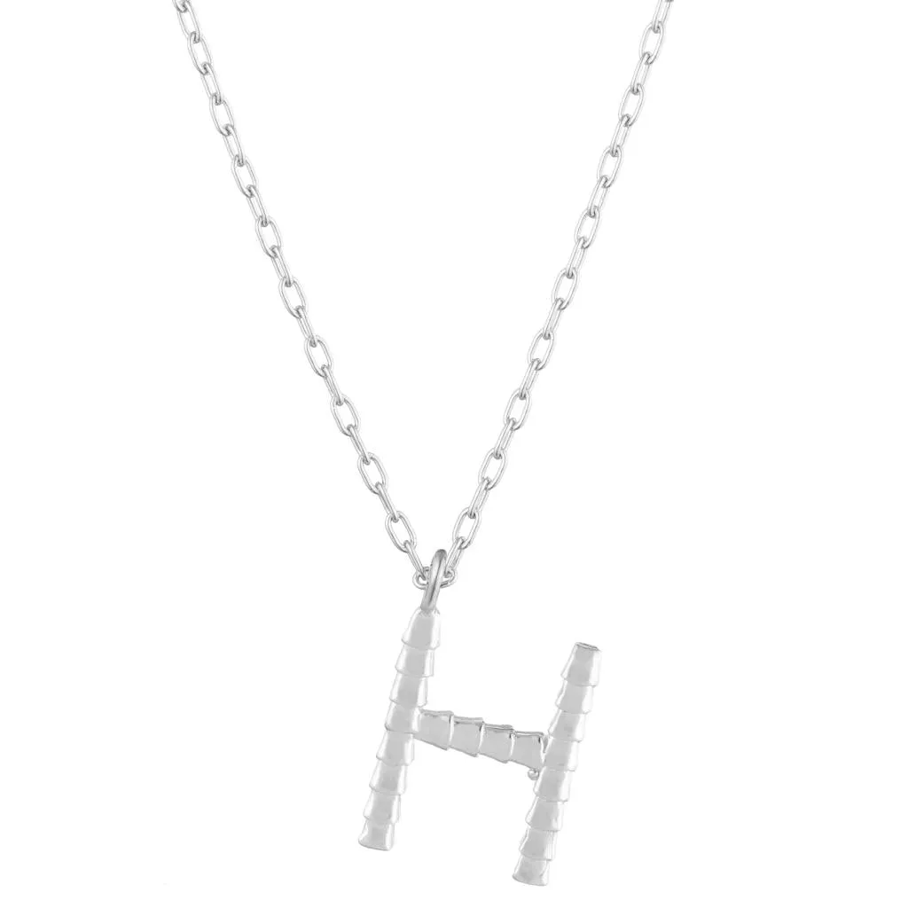 Isiro Sterling Silver Vertebrae Letter Charm Necklace