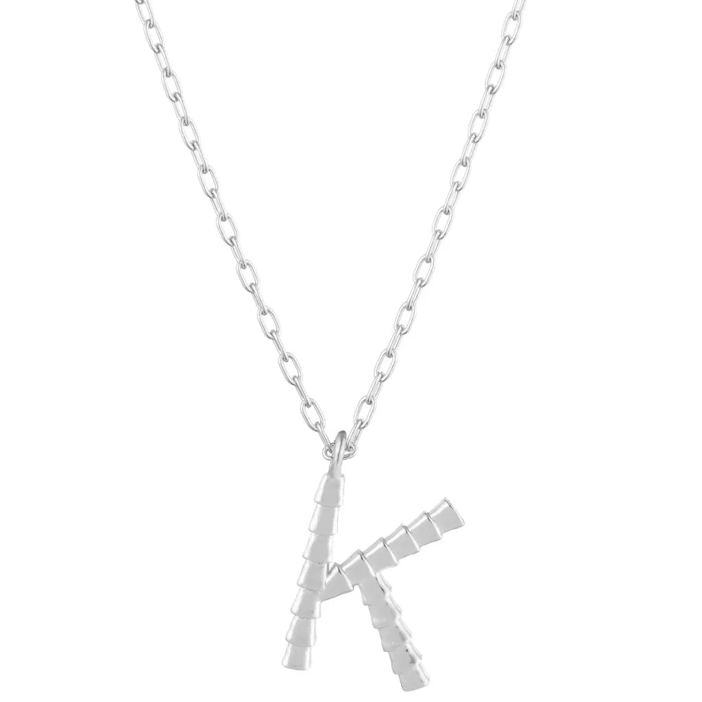 Isiro Sterling Silver Vertebrae Letter Charm Necklace