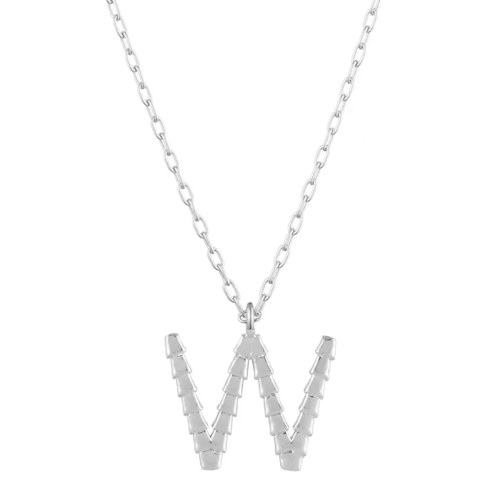 Isiro Sterling Silver Vertebrae Letter Charm Necklace