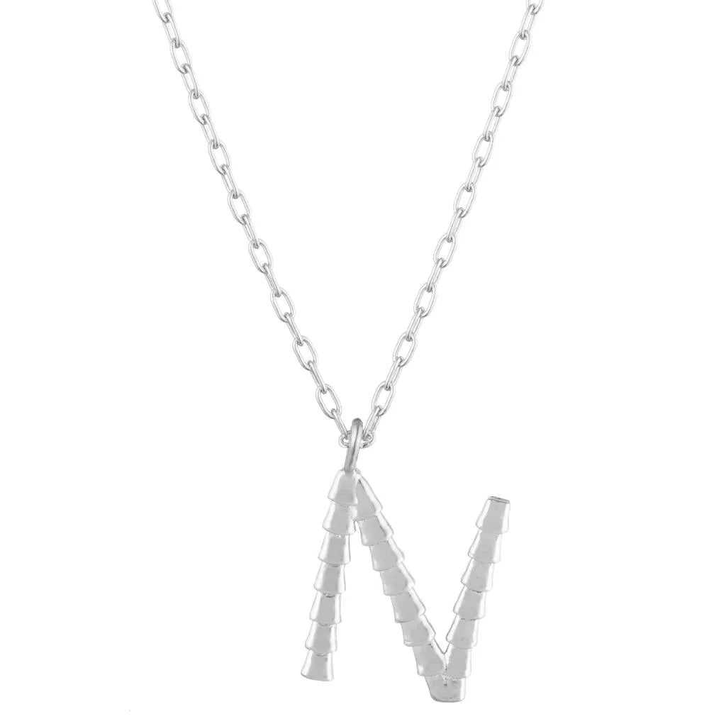 Isiro Sterling Silver Vertebrae Letter Charm Necklace