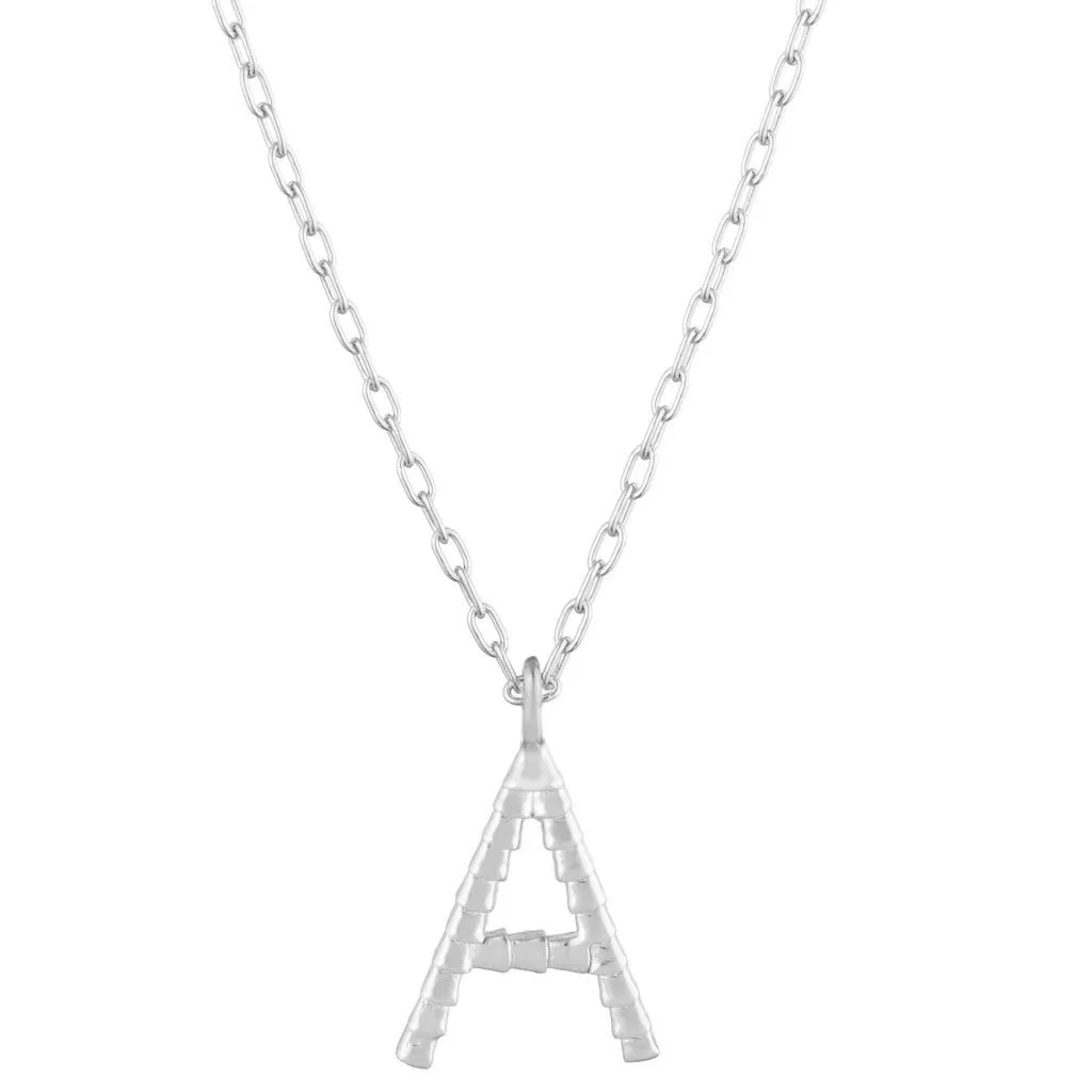 Isiro Sterling Silver Vertebrae Letter Charm Necklace