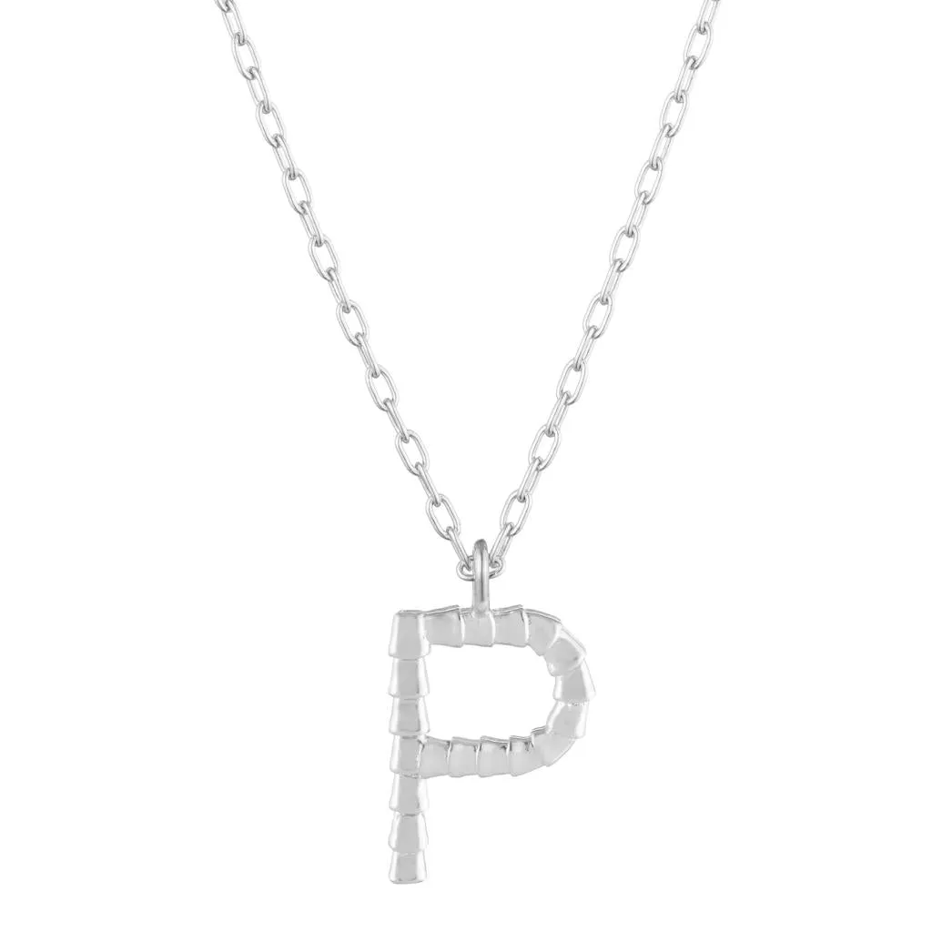 Isiro Sterling Silver Vertebrae Letter Charm Necklace