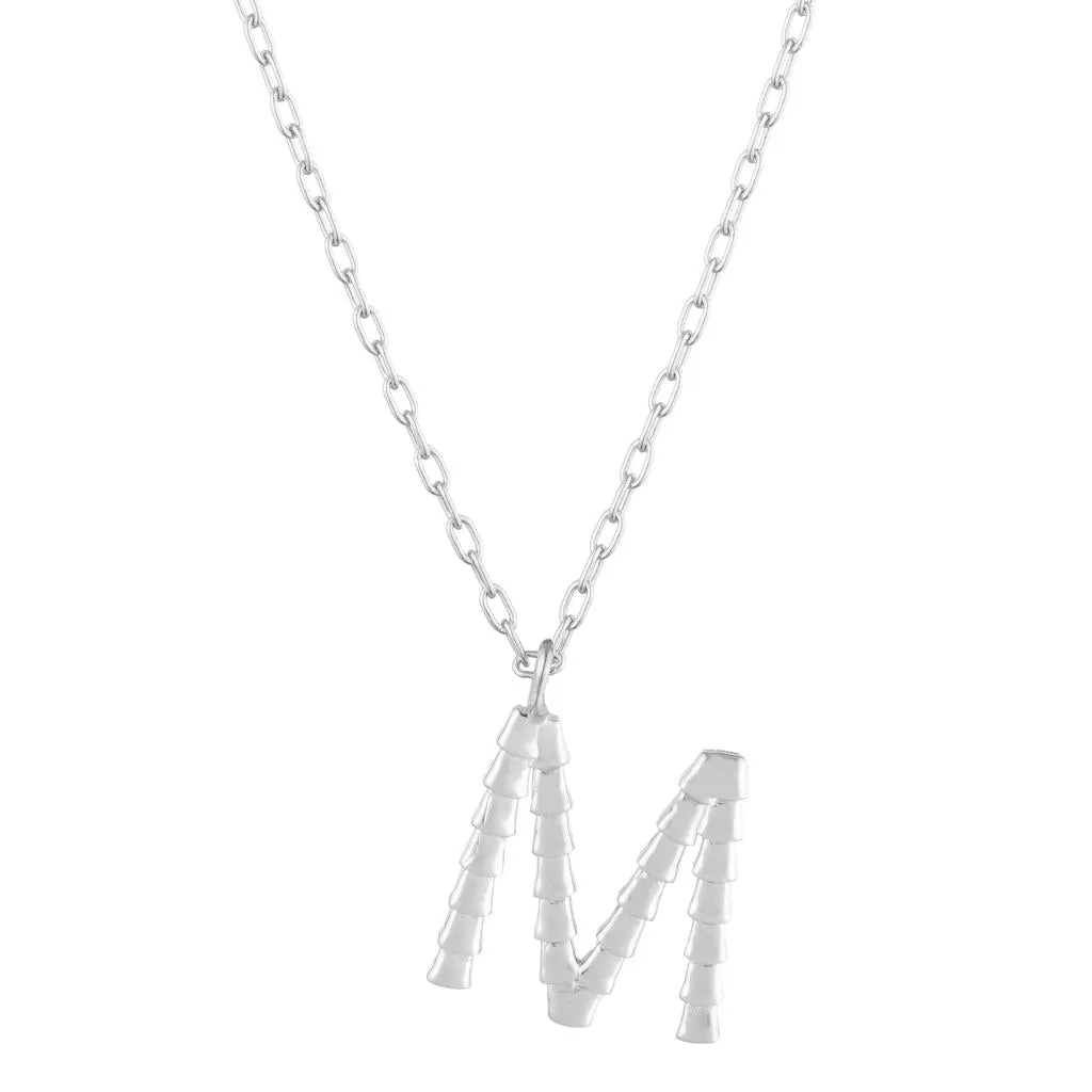 Isiro Sterling Silver Vertebrae Letter Charm Necklace