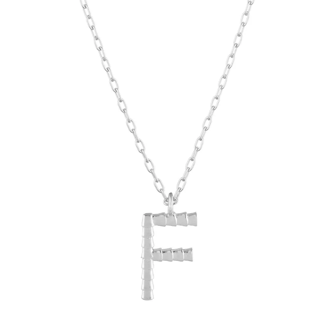 Isiro Sterling Silver Vertebrae Letter Charm Necklace
