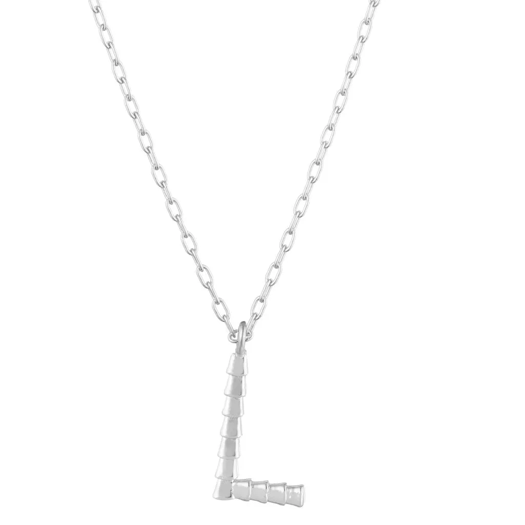 Isiro Sterling Silver Vertebrae Letter Charm Necklace