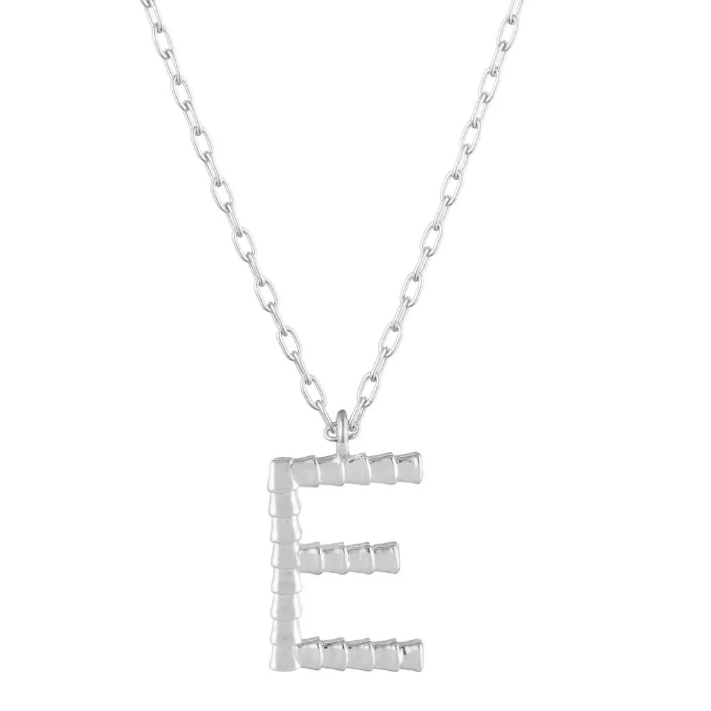 Isiro Sterling Silver Vertebrae Letter Charm Necklace