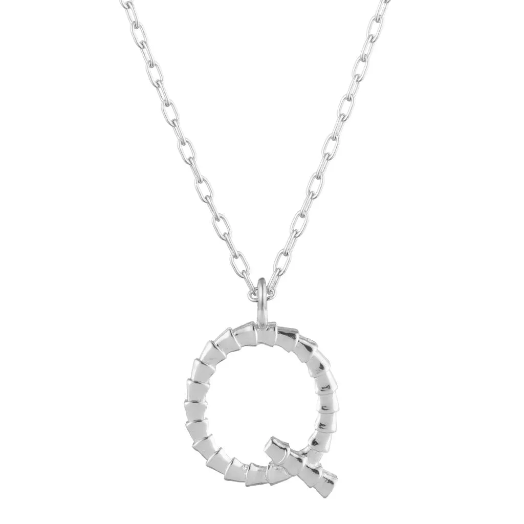 Isiro Sterling Silver Vertebrae Letter Charm Necklace