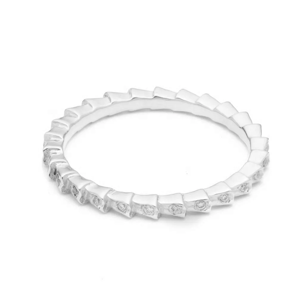Isiro Sterling Silver Vertebrae Ring With Diamonds
