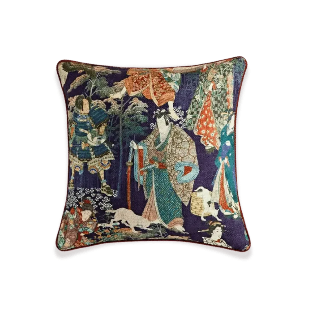 Japanese Ukiyoe Inspired Throw Pillow Cover