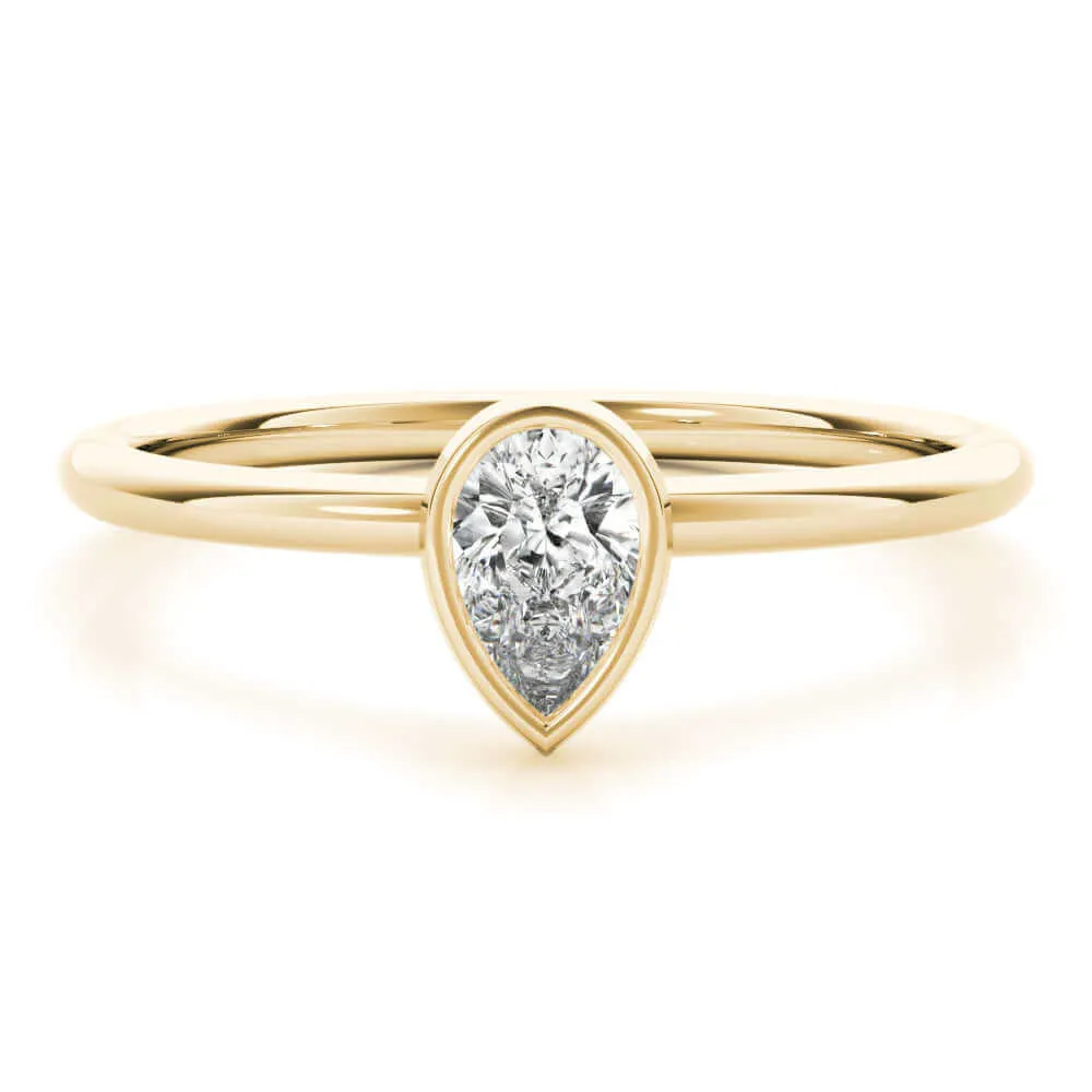 JewelMore 1/3 CT. Certified Pear-Shape Diamond Bezel-Set Solitaire Engagement Ring in 14K Gold H-I / VS2-SI1) / from our Luxury Collection