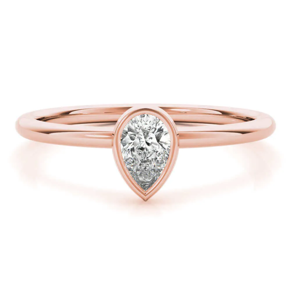 JewelMore 1/3 CT. Certified Pear-Shape Diamond Bezel-Set Solitaire Engagement Ring in 14K Gold H-I / VS2-SI1) / from our Luxury Collection