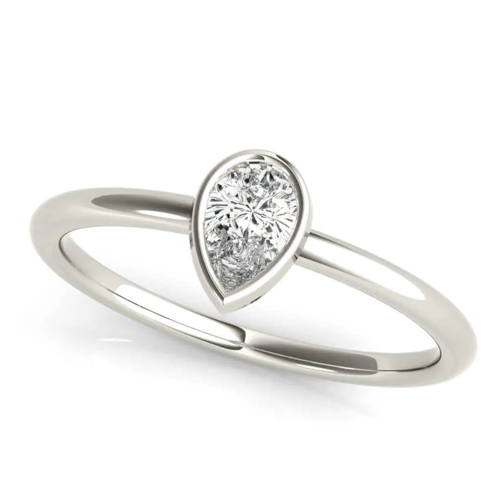 JewelMore 1/3 CT. Certified Pear-Shape Diamond Bezel-Set Solitaire Engagement Ring in 14K Gold H-I / VS2-SI1) / from our Luxury Collection