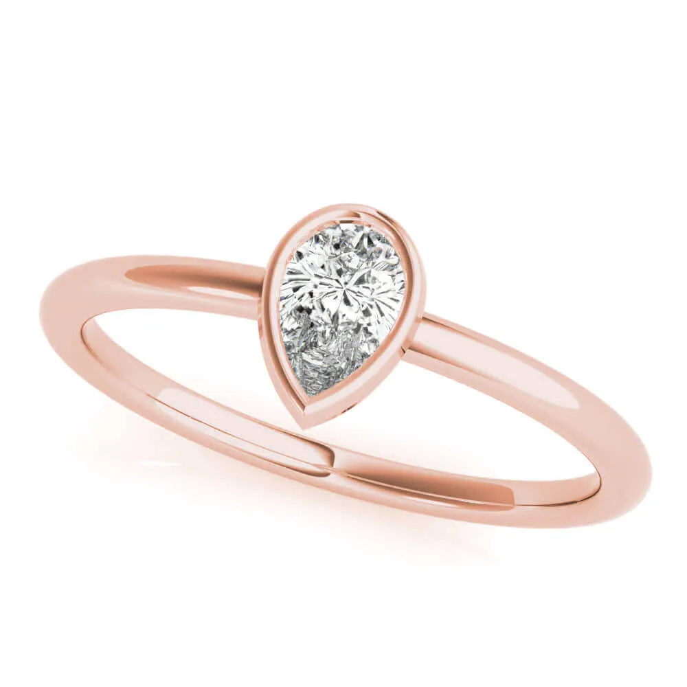 JewelMore 1/3 CT. Certified Pear-Shape Diamond Bezel-Set Solitaire Engagement Ring in 14K Gold H-I / VS2-SI1) / from our Luxury Collection