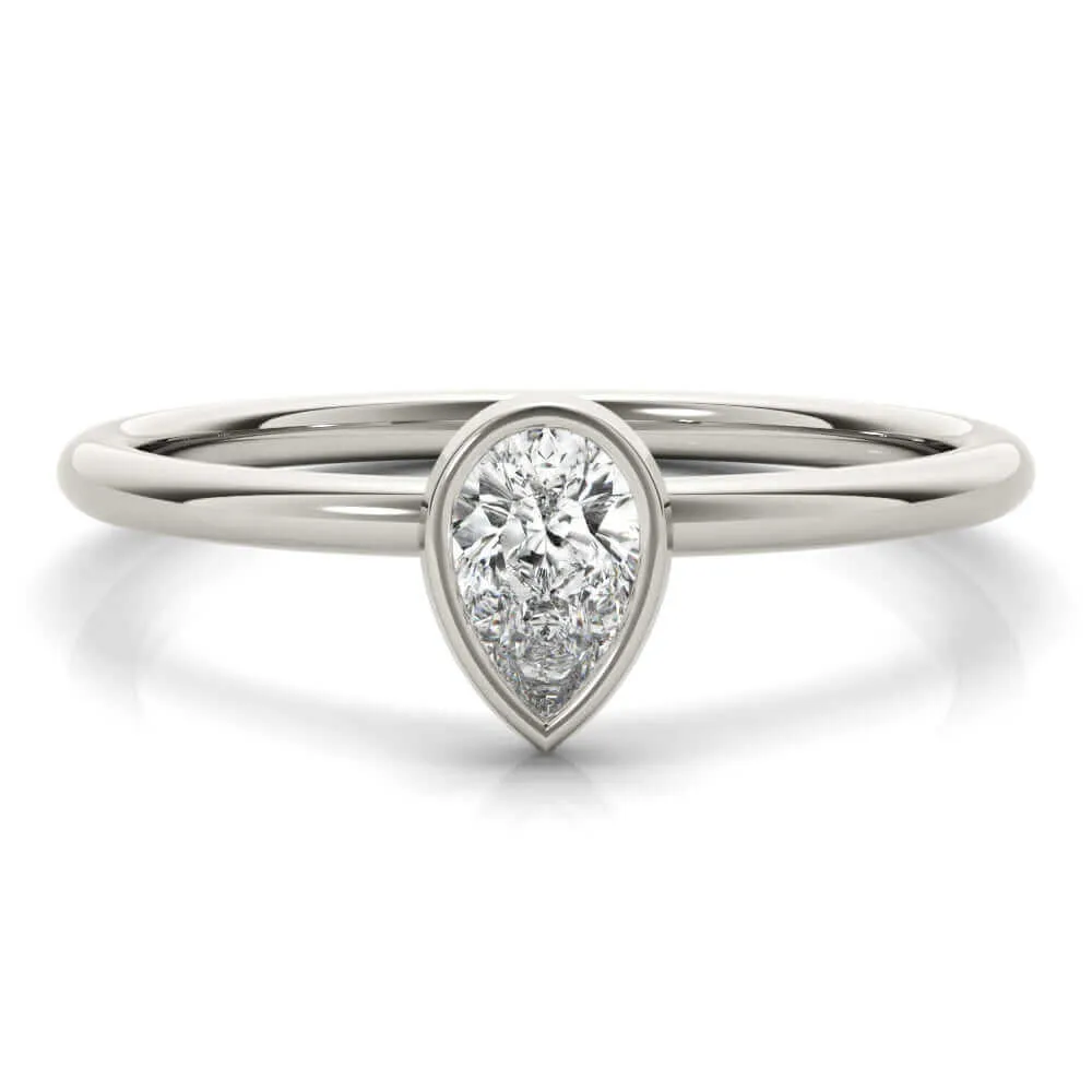 JewelMore 1/3 CT. Certified Pear-Shape Diamond Bezel-Set Solitaire Engagement Ring in 14K Gold H-I / VS2-SI1) / from our Luxury Collection