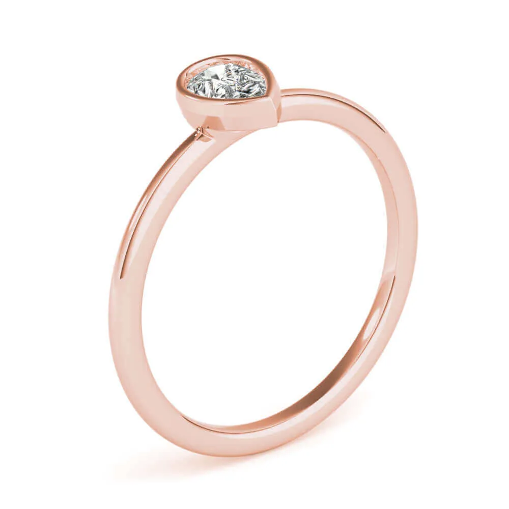 JewelMore 1/3 CT. Certified Pear-Shape Diamond Bezel-Set Solitaire Engagement Ring in 14K Gold H-I / VS2-SI1) / from our Luxury Collection