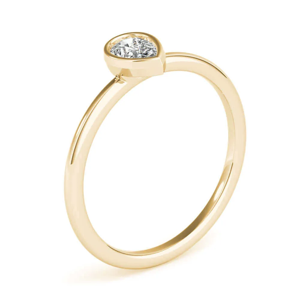 JewelMore 1/3 CT. Certified Pear-Shape Diamond Bezel-Set Solitaire Engagement Ring in 14K Gold H-I / VS2-SI1) / from our Luxury Collection