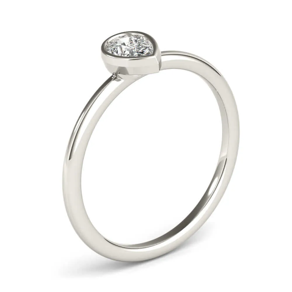 JewelMore 1/3 CT. Certified Pear-Shape Diamond Bezel-Set Solitaire Engagement Ring in 14K Gold H-I / VS2-SI1) / from our Luxury Collection