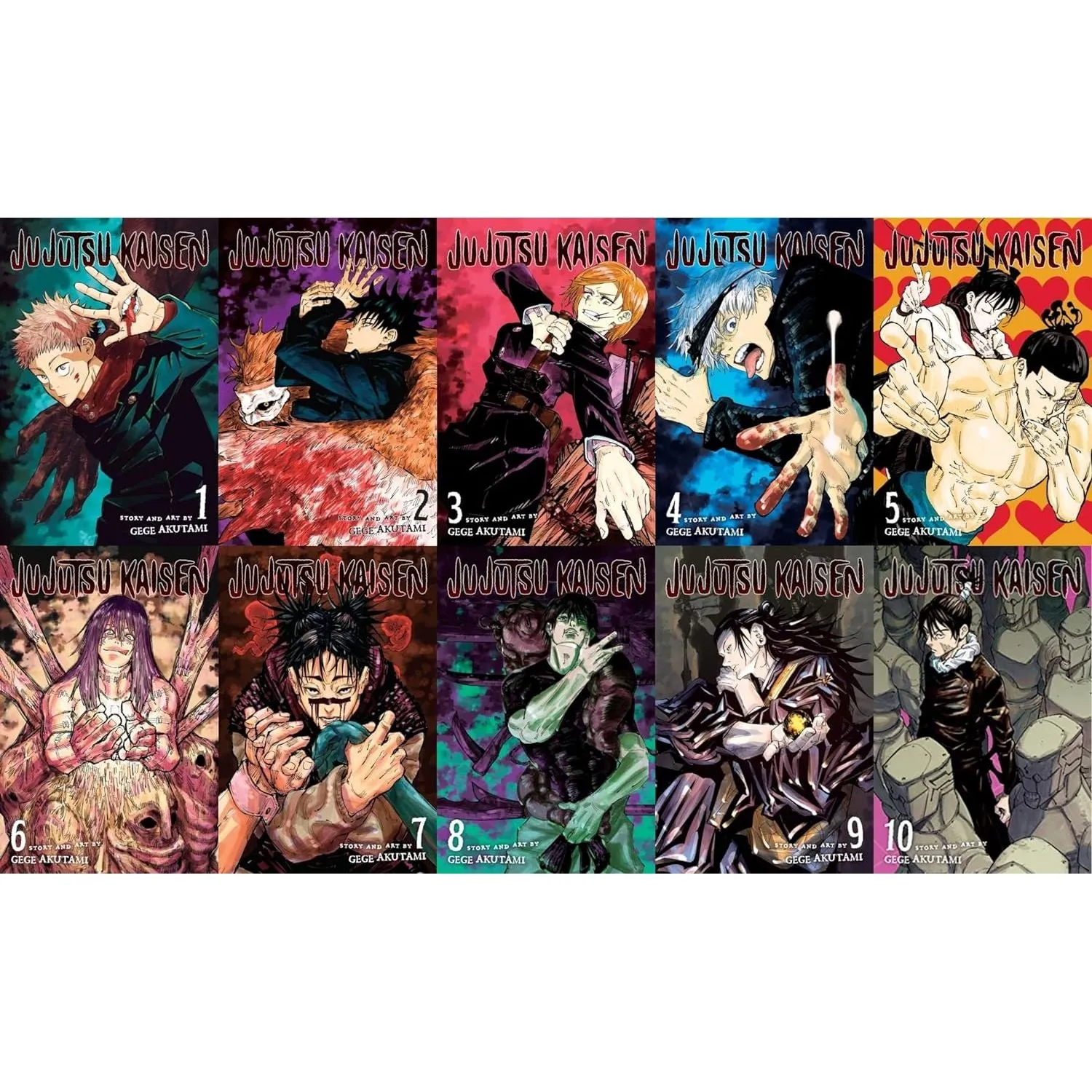 JuJuTsu Kaisen Series 1-10 set collection bundle Volumes (paperback) by Gege Akutami
